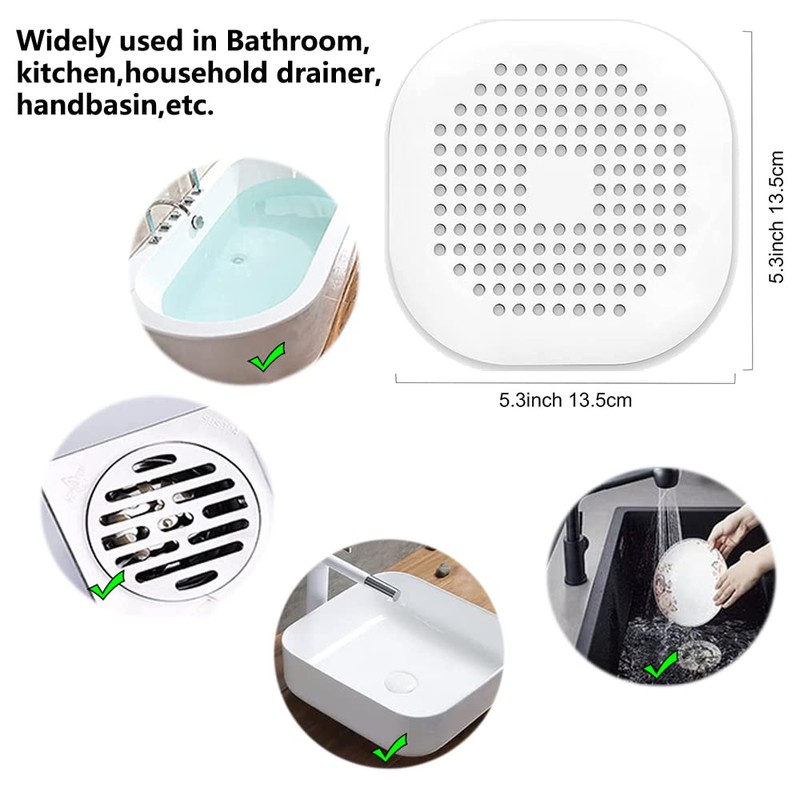 3 Pack Drain Cover Hair Catcher Pad, Silicone Tube Trap