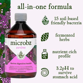 MICROBZ Revive Liquid Probiotic – Multi-Strain Live Cultures for Gut Health & Digestive Support – Bio Culture Complex – 1-Month Supply – Vegan