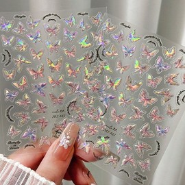 5D Mother-of-Pearl Embossed Butterfly Nail Sticker / 5D 자개 양각 나비 네일스티커