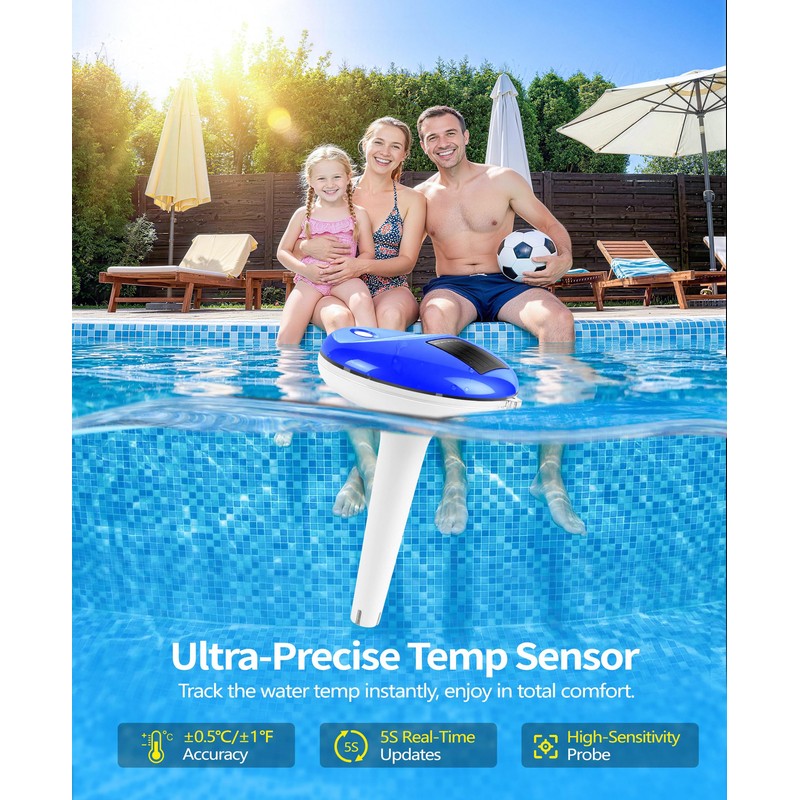 Sinbyuer Solar Digital Pool Thermometer Floating Easy Read with One