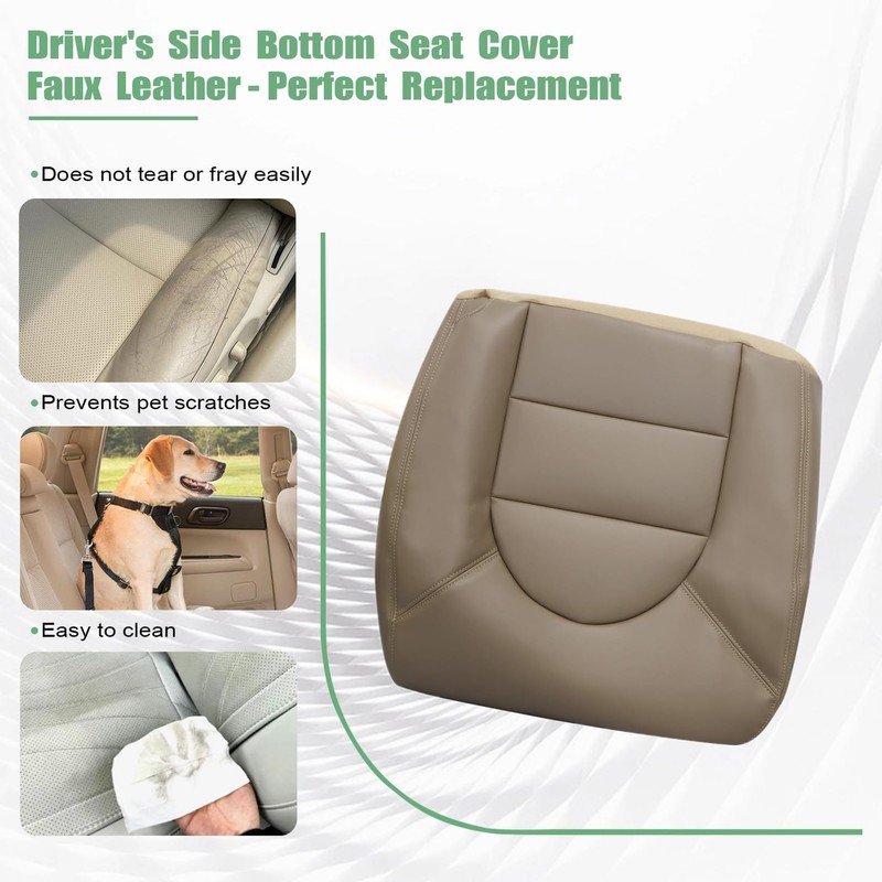 FZJDSD Tan Driver Side Bottom Replacement Microfiber Leather Seat Cover