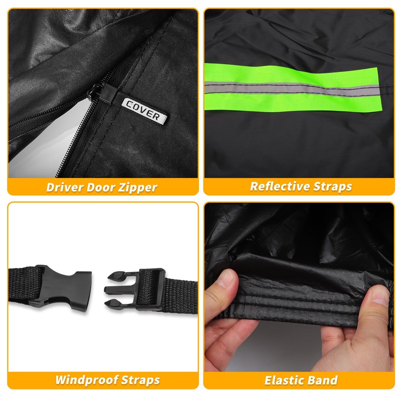 Car Cover Waterproof All Weather 210D, UV Sun Rain Protection,