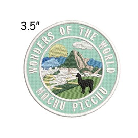 Machu Picchu Patch Iron-on Embroidered Applique for Clothing Vest, Sew-on Decorative Embroidery, Badge Emblem, National Park, Souvenir, Outdoor, Incan Citadel Andes Mountains Peru, Urubamba River