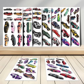 108PCS Super Car Stickers, Waterproof Racing Sports Car Vinyl Decals, Cool Vehicle Sticker Pack for Kids, Teens, Adults, Laptop, Skateboard, Helmet, Phone, Water Bottle, Party