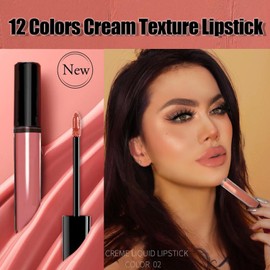 Brillo de labios en crema de 12 colores, 12 Colores Brillo Labial En Crema,Labiales indelebles larga duracion,nuevo labial de larga duración, hidratante y aterciopelado (2 Piezas 10)