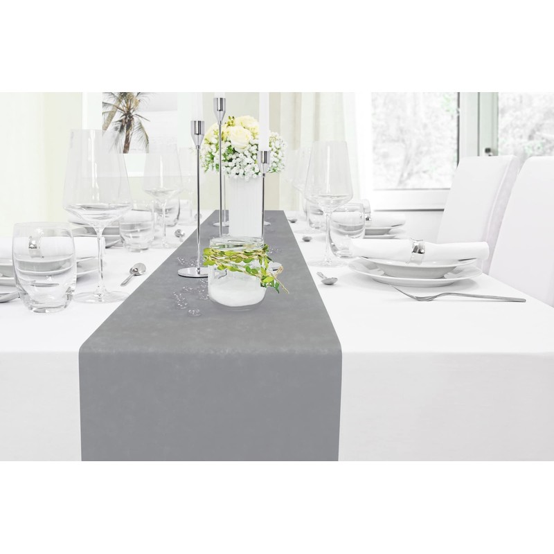 MODERNO Non-Woven Table Runner, Dark Grey, Modern, Festive Decoration for