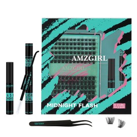 Midnight DIY Lash Extension Kit, 144 pcs Eyelash Clusters Kit Lash Bond and Seal, Lash Glue Remover and Applicator for Individual False Eyelashes Kit Lash Extensions(D-Mix 8-16mm Kit)