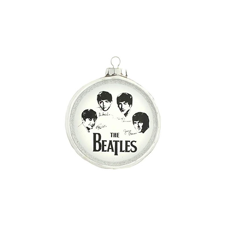 kat + annie Ornament The Beatles Drum, Silver and White