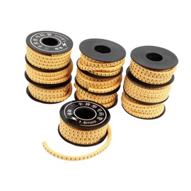 TUCKBOLD 10 Pcs Yellow Flexible PVC Number 0-9 Print 1.5mm2 Wire Cable Markers Tag Automotive Parts