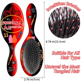 Stranger Theme Hair Brush and 2 Scrunchies Set for Girls, Soft Bristles Brush for Women & Girls, Ideal Hairbrush for All Hair Types