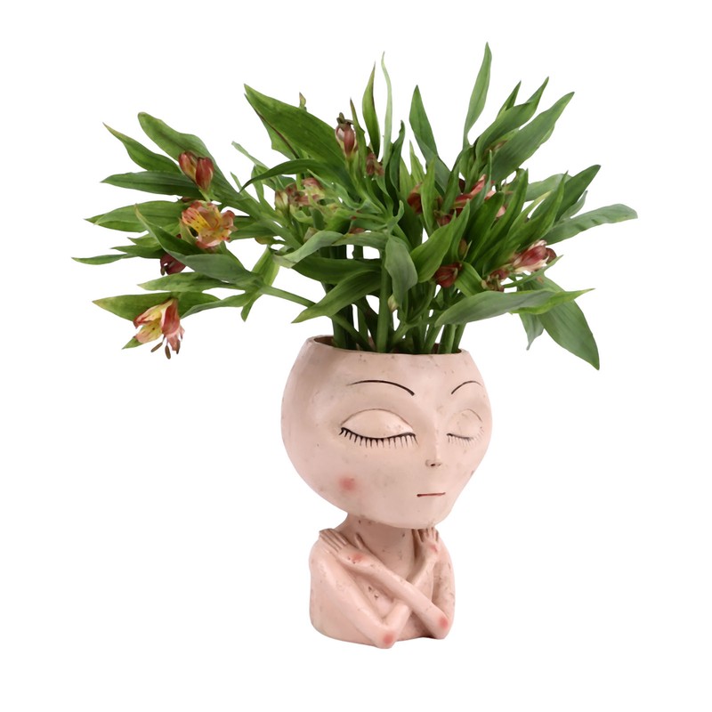 Face Head Planter Succulent Plant Flower Pot Resin Container Face
