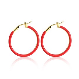Enamel Hoop Earrings 2.5cm Round Dangle Drop Earrings Multicolor Circle Cartilage Huggie Tube for Women Hypoallergenic Statement Jewelry, enamel, enamel