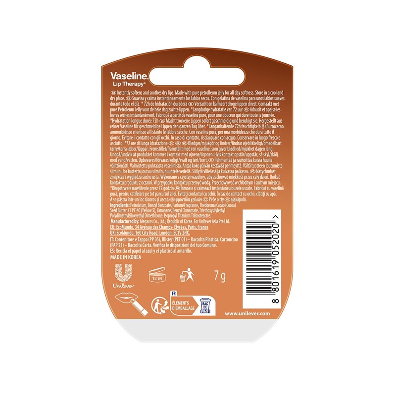 Vaseline Lip Therapy Cocoa Butter, Nourishing Lip Balm for Optimal
