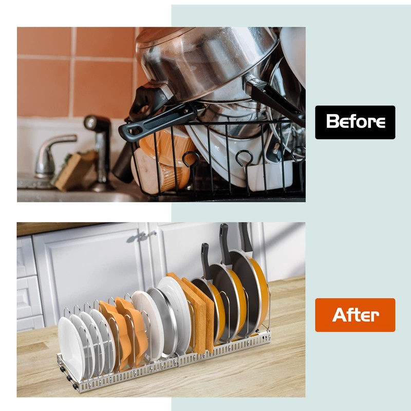 Housolution Pot and Pan Organizer Rack for Cabinet, Stainless Steel