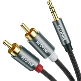 REOFINE 3.5mm to RCA Cable (5Feet/1.5M),3.5 mm 1/8 to RCA 2-Male Headphone Jack Adapter HiFi Sound Splitter Auxiliary Cord for Smartphone,MP3 Players,Laptops,Tablet,Speaker