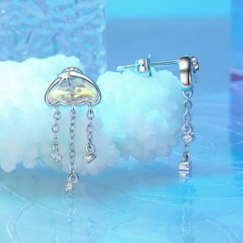 Shysnow Jellyfish Earrings 925 Sterling Silver Cute Ocean Animals Stud Earrings Jellyfish Jewelry Summer Beach for Women