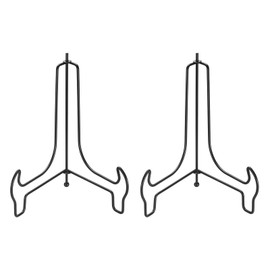 sourcing map 2pcs 8 Inch Plate Stand for Display, Iron Decorative Plate Holders Folding Display Stand Easel for Book Platter Photo Picture Frame Tabletop Art, Black