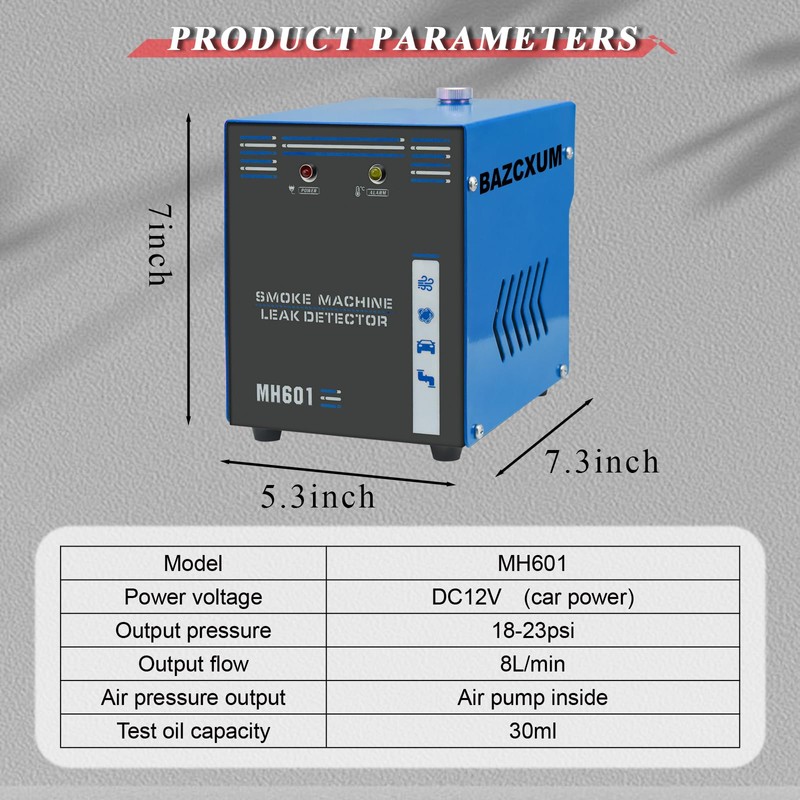 BAZCXUM Smoke Machine Automotive with Advanced Air Pump Built-in, Professional