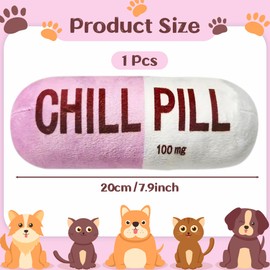 CUweipeng Funny Chill Pill Dog Toy - Interactive Dog Teething Squeak Toys Squeaky Pet Toy Indoor Bite Kick Plush Dog Cat Play Toys Supplies for Puppies Small Dog Pet Present Cats Pet Lovers Gift #Pink