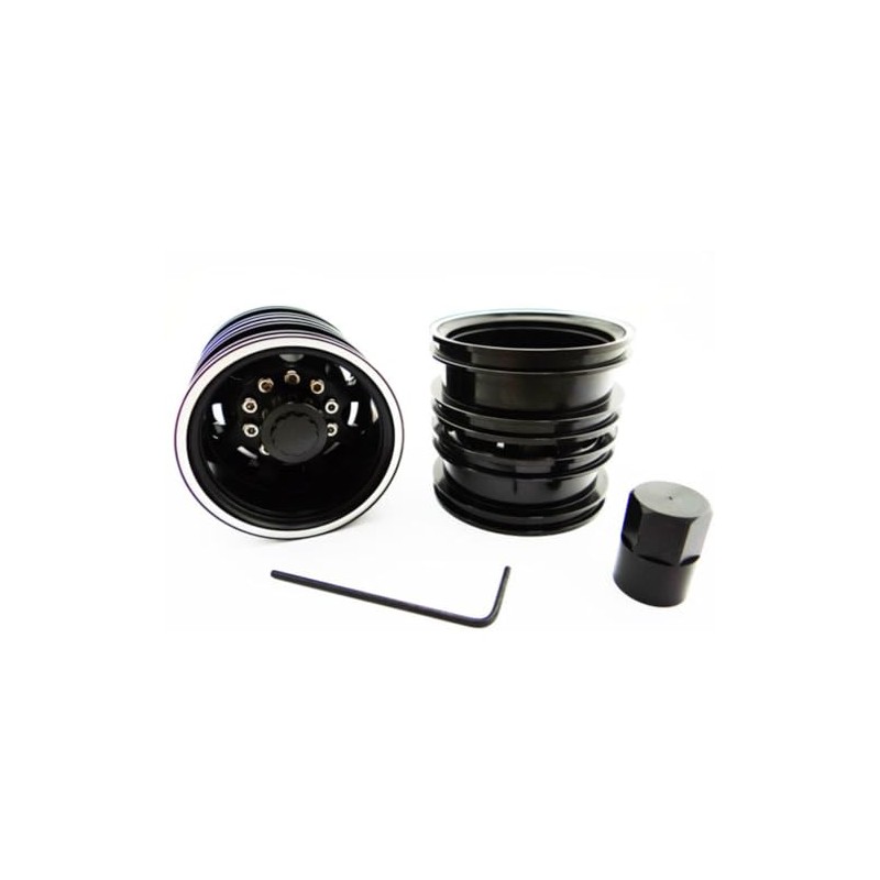 X Spede TTR113R01 Black Aluminum 1/14 Tamiya Tractor Rear Wheels