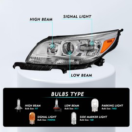 TUSDAR Headlights Assembly Fit 2013-2014 Malibu Eco / 2013-2015 Chevy Malibu LT LTZ Headlamps Replacement LH Driver Side (w/Bulbs)