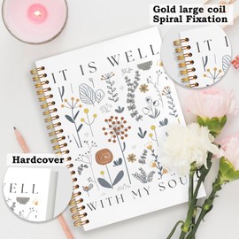 SNNDER Floral Christian Notebook, Prayer Journal, Hardcover Spiral Notebook 5.5x8.3 Inch