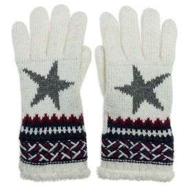 Caspar GLV004 Women's Warm Lined Knitted Gloves with Star, wool white
