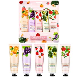 5Pack Hand Cream Set - Hand Lotion for Nourish Dry Cracked Chapped Hands/Plant Fragrance Mini Hand Cream Set, Deeply Moisturising & Nourishing Lotion Gift Set (Fruity)