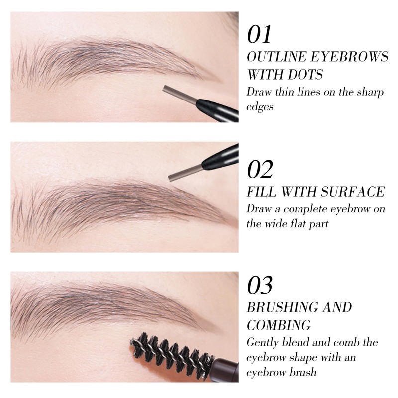 Eyebrow Pencil, Ultra-Slim Eyebrow Dual Ended with Mechanical Brow Pencil