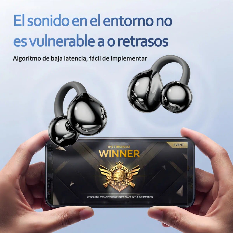 HOLFILL Audfonos Bluetooth 5.4 Clip Ear para Gaming y Deporte