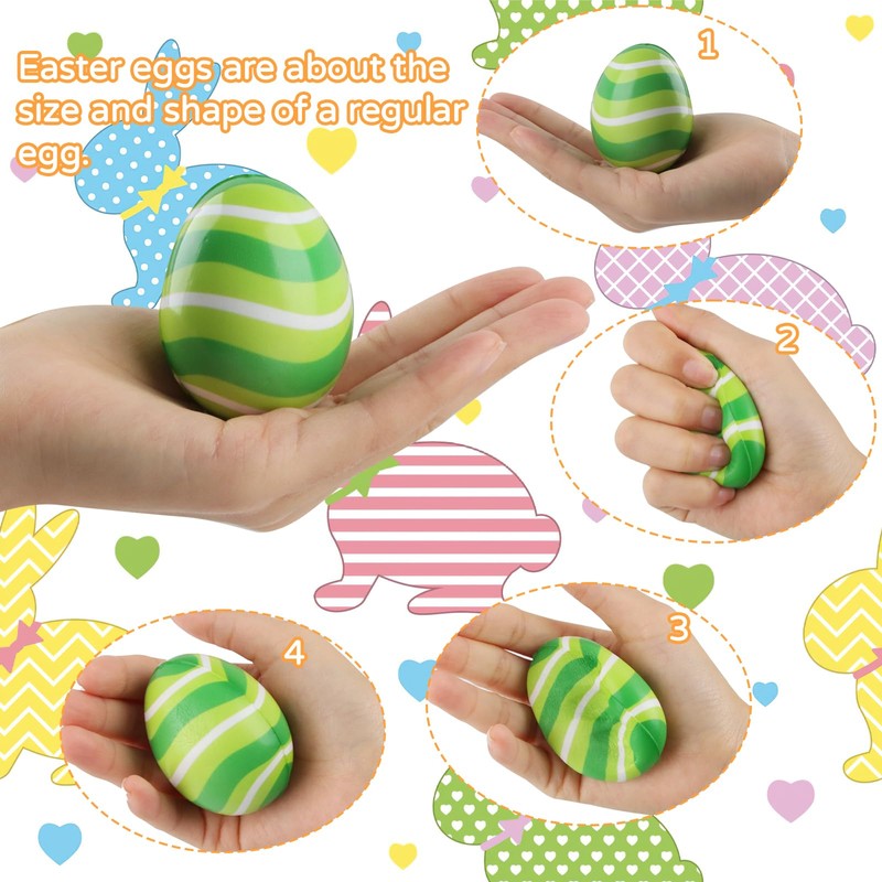 RosyFate Easter Eggs, Pack of 12 Anti-Stress Ball Egg, Squishy