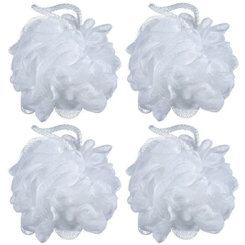 Lote de 4 esponjas de malla para baño (60 g),