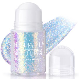 HOSAILY Roll on Body Glitter Gel, Holographic Chameleon Color Changing Hair Glitter Gel for Face Under Light, Mermaid Festival Party Rave Accessories Sequins Shimmer Makeup (12# Sparkling Blue)