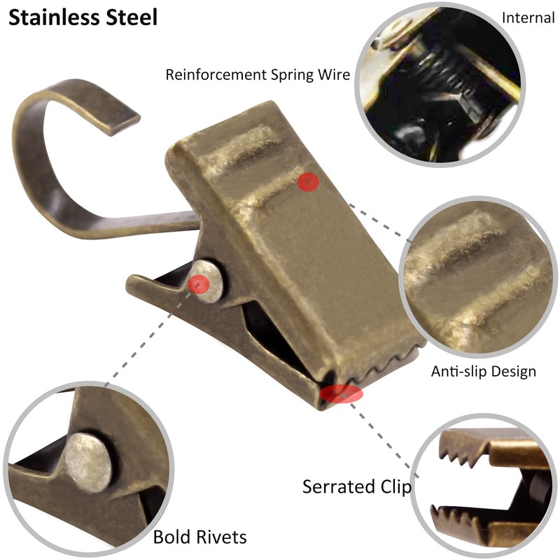BIHRTC 100 Pack Mini Clips Stainless Steel Shower Curtain Clips