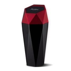 JUSTTOP Car Trash Can with Lid, Mini Diamond Design Portable Trash Can, Plastic Material and Multipurpose Organizers for Car,Home,Office(Red)
