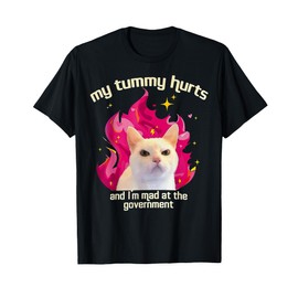 Funny Cat My Tummy Hurts And I’m Mad At The Government T-Shirt