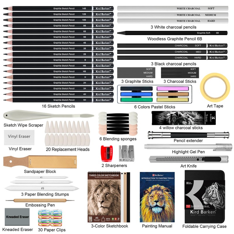 Kird Barken 112 PCS Professional Drawing Set – Sketch Kit