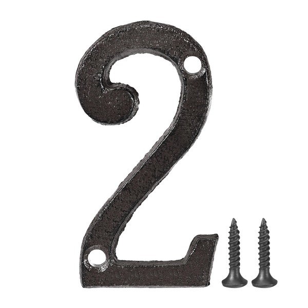 uxcell House Number, 3 Inch Cast Iron Number 2 for