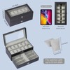 AUTOARK Leather & Velvet 12 Watch Box Jewelry Case and