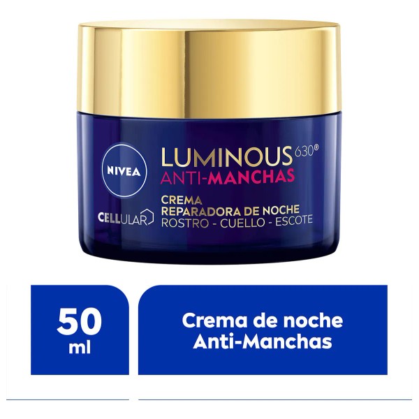 Nivea Luminous Crema Facial de Noche con Ácido Hialurónico, Todo
