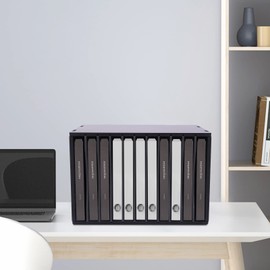 SNKOURIN Vertical Desktop Sorter, 11 Compartment Wooden Mail Organizer, Construction Paper Storage, Vertical Desktop Sorter with Slots, Mailboxes with Removable Shelves, Black