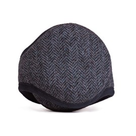 180s Men's Wool Behind-the-Head Ear Warmer (Navy Herringbone)