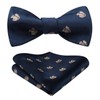 HISDERN Men's Classic Self Bow Tie And Pocket Square Set