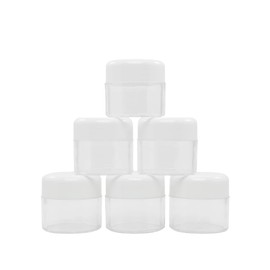 Flents Tarros de cosméticos de viaje para artículos personales, base transparente para etiquetar, aprobado por la TSA, duraderos y recargables, paquete de 6, 1.2 onzas, color blanco