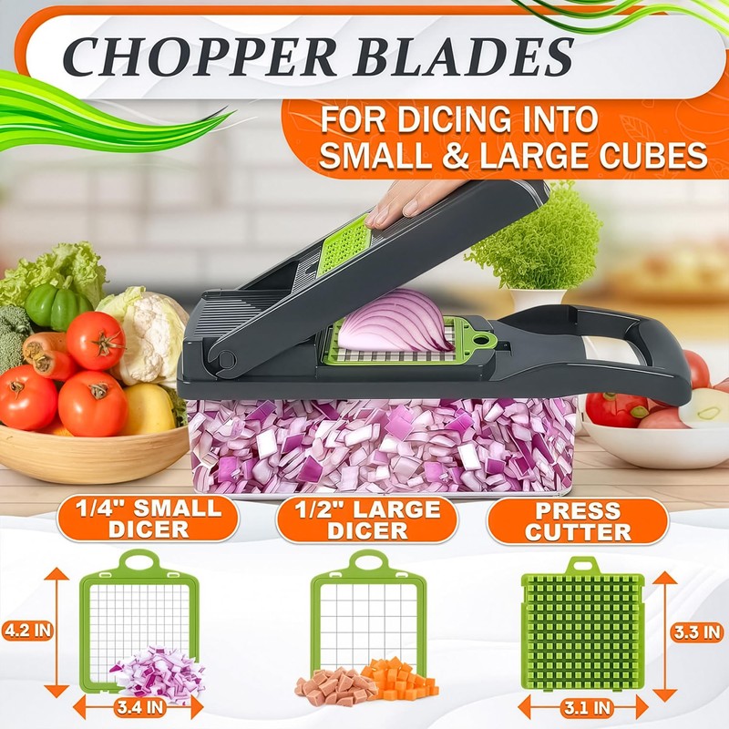 14-in-1 Vegetable Chopper with Container – Veggie Chopper with Container