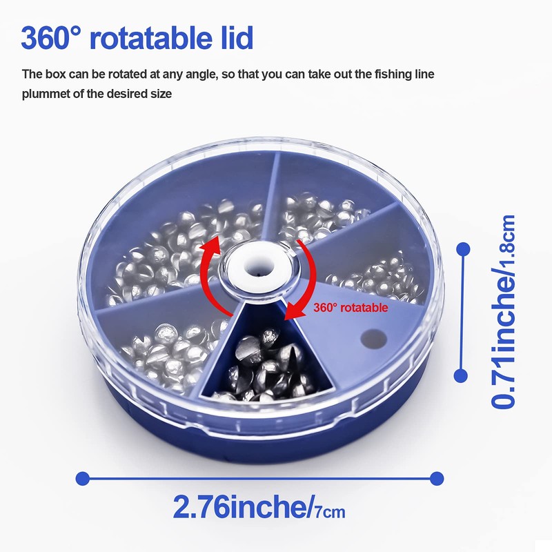 FREGITO 117PCS/205pcs Weight Sinkers 6 Sizes Lead Weights Round Split