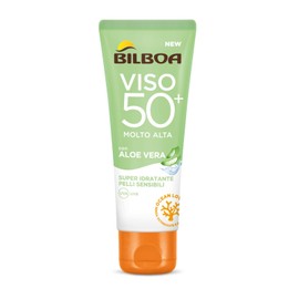 Bilboa, Aloe Sensitive SPF 50+ Face Sun Cream High Sunscreen for Sensitive Skin Formula with Aloe Vera Protects and Moisturizes Sensitive Skin Alcohol Free Waterproof 50ml
