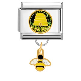 Quiges 9 mm Italian Style Module Stainless Steel Bee For Italian Charm Bracelets