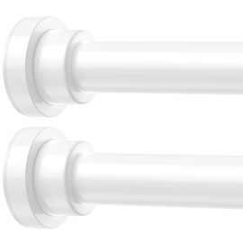 SISELBA 2 Pack Adjustable Tension Curtain Rods 32 to 66 Inches, Stainless Steel Shower Curtain Rods Spring Tension, No Drilling 7/8" Tension Rods for Window, Bathroom, Doorway, Room Divider, White