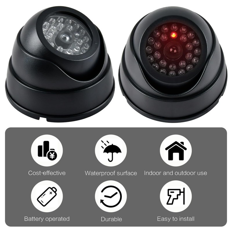 OctBird 2PCS Dummy Camera, Decoy Security Cameras with Flashing Red